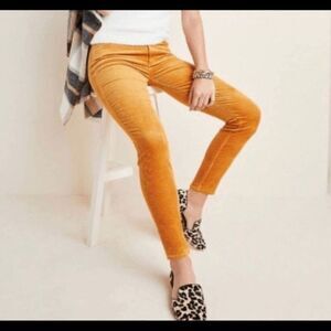 PAIGE Women's Hoxton Ankle Corduroy Skinny Jeans Marigold Size 28